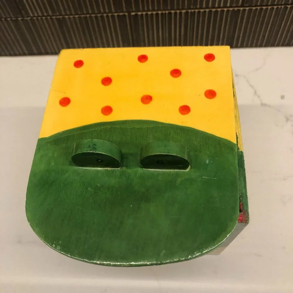 Vintage Painted Wood Frog Box